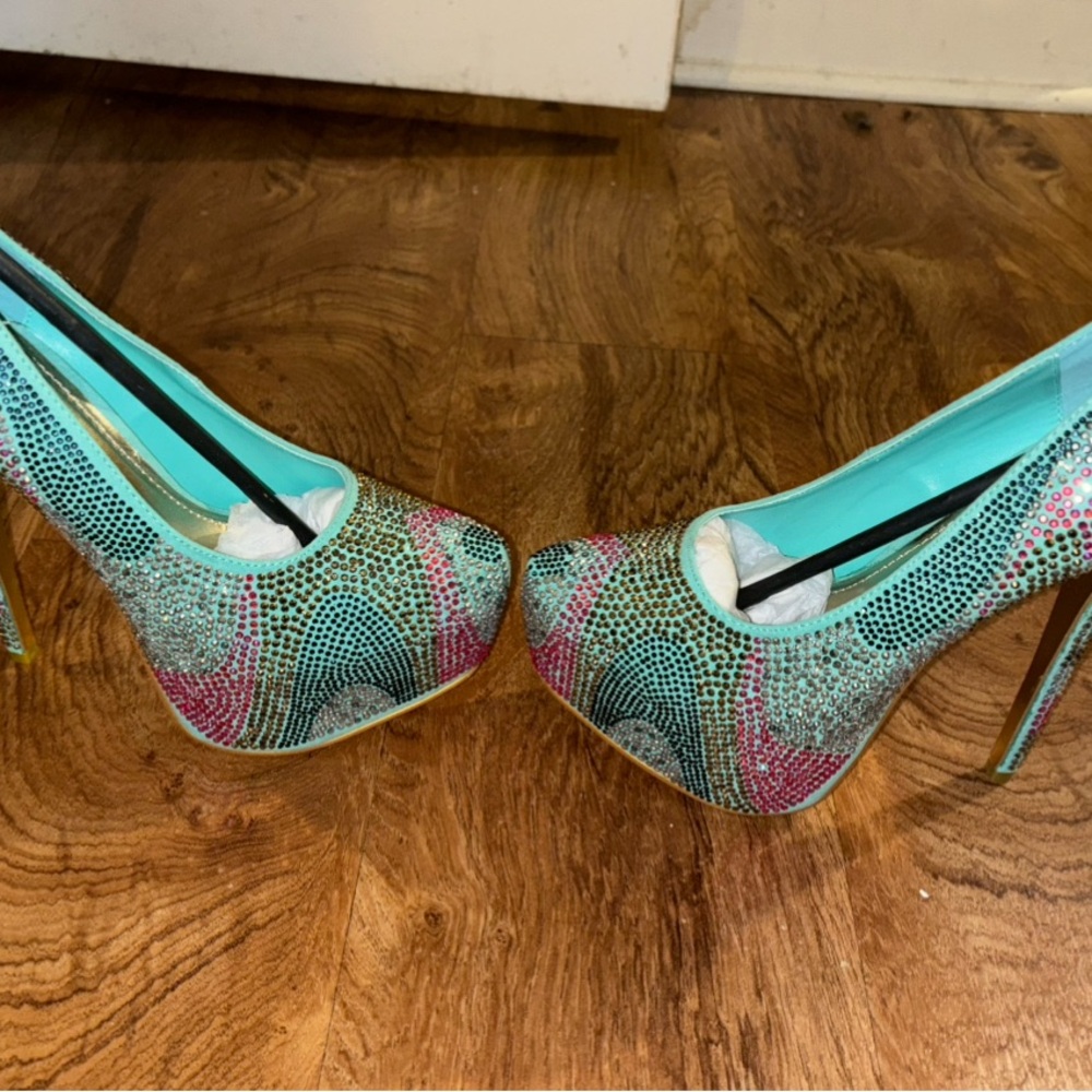 Alba Pink and Blue Platform Shoes with Striking Design